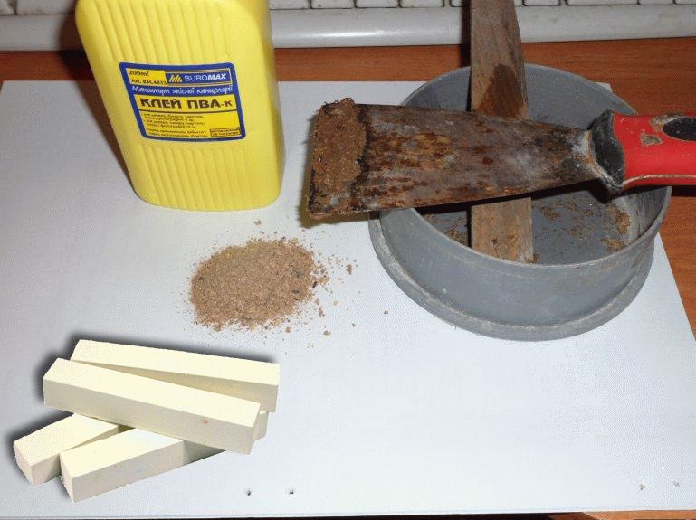 Самодельная шпатлевка из смеси ПВА, гипса и опилок