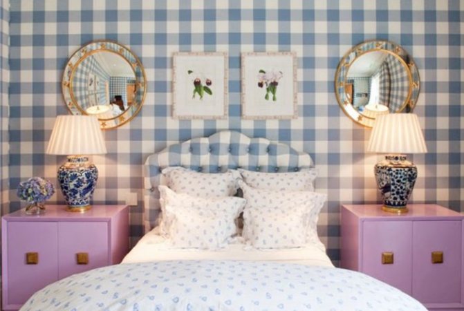 Использование обоев в клетку в интерьере