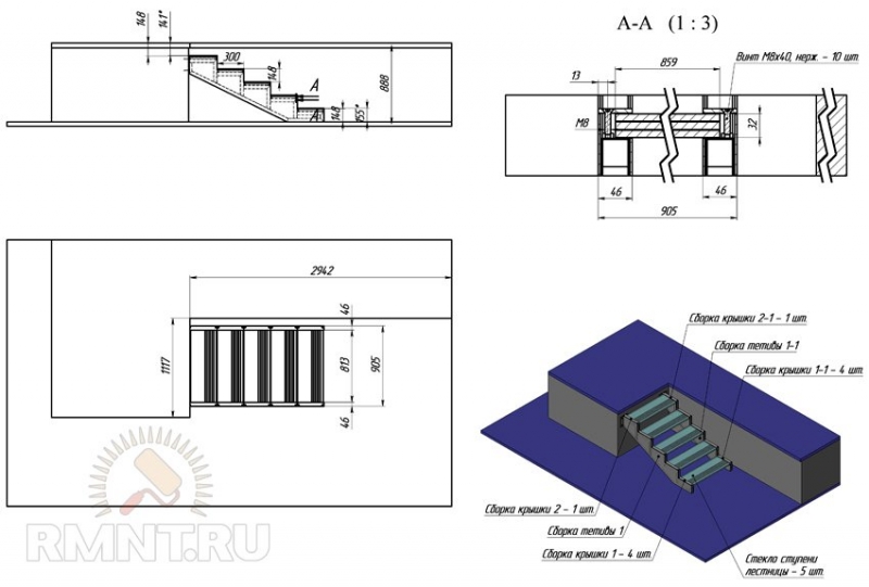 Лестница со стеклянными ступенями